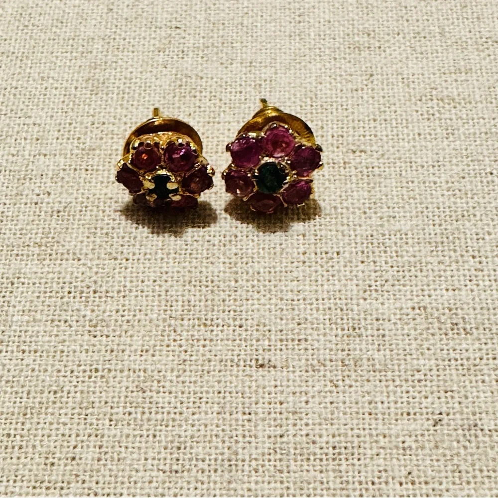 Indian Jewelry | Earrings | Ruby & Emerald Studs